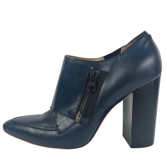 3.1 Phillip Lim Shoes - 3.1 Phillip Lim Delia Navy Blue Leather Heel Ankle Boots Made In Italy Size 38‎